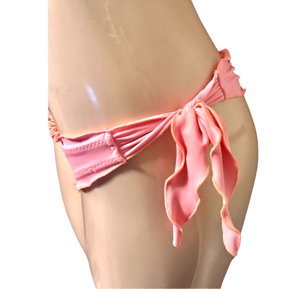 Victorias Secret Ruffle Side Tie Full Bottom Small in Peach - Picture 2 of 5